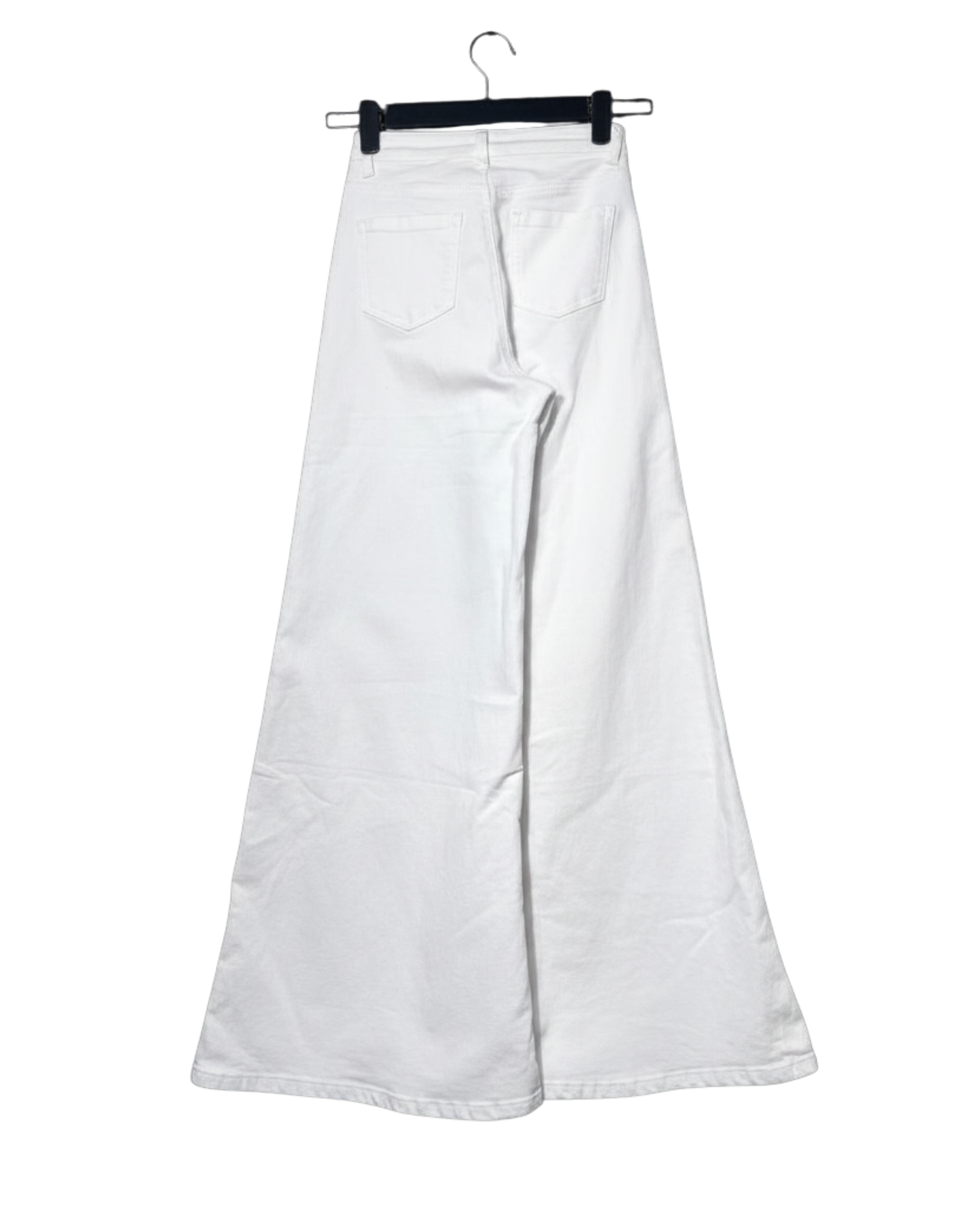 Blugi Wide-Leg Albi cu Talie Înaltă