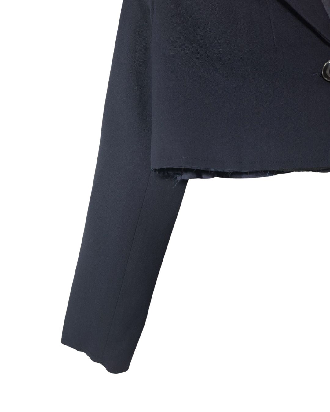 Sacou Cropped Bleumarin cu Tiv Nefinisat