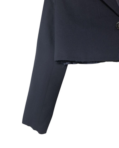 Sacou Cropped Bleumarin cu Tiv Nefinisat