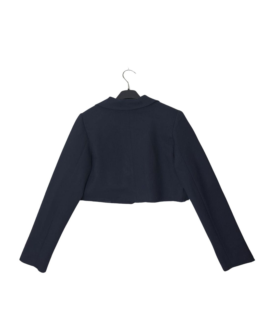 Sacou Cropped Bleumarin cu Tiv Nefinisat