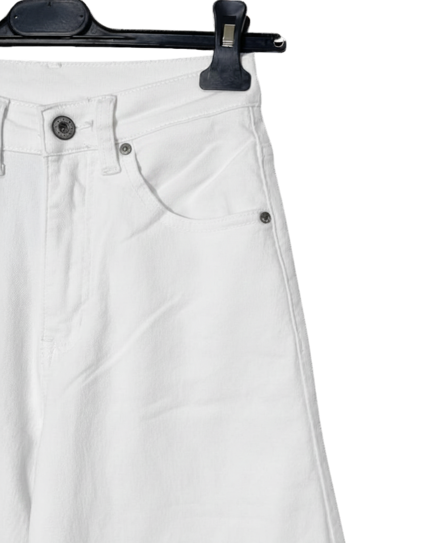 Blugi Wide-Leg Albi cu Talie Înaltă